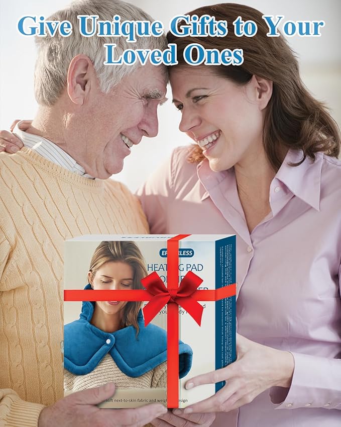Heating Pad for Neck Shoulders Back Weighted Heated Wrap Electric Neck Shoulder Heating Pads 6 Heat Settings 4 Auto-OffMothers Day Gifts for Mom Anniversary Birthday Gifts for Women Men Dad Blue