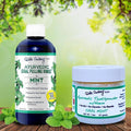 Ayurvedic Organic Mint Sesame Oil Pulling &amp Remineralizing Tooth Powder | Mint Flavored Organic Oral Rinse Mouthwash | Tooth Powder for Instant Teeth Whitening Free Bundle Pack-8 FL Oz (Bottle)
