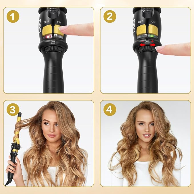 DAN Technology 3/4 Inch Curling Iron Wand for Classic Natural Curls Tourmaline Ceramic Hair Curler with 180°F–430°F Adjustable Temperature Fast Heating Dual Voltage Auto Shut-Off Black &amp Gold