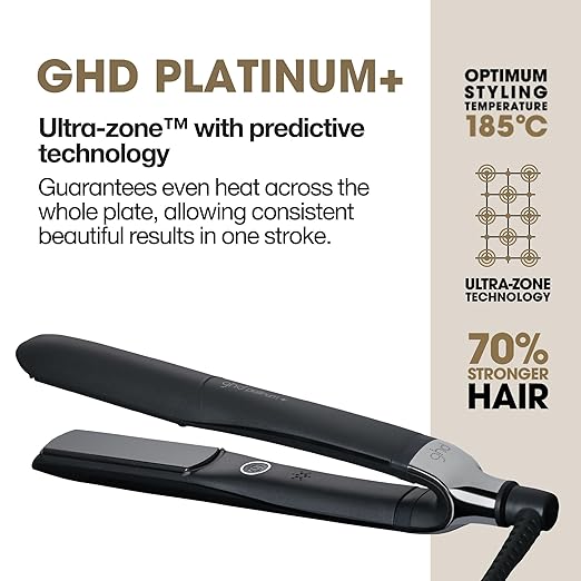 ghd Platinum+ Styler ― 1 Flat Iron Hair Straightener Professional Ceramic Hair Styling Tool for Stronger Hair More Shine &amp More Color Protection