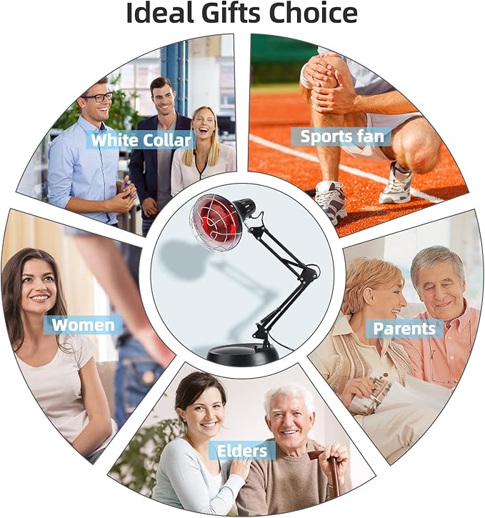 Infrared Red Light Therapy with Sturdy Base Heat Lamp Device with 150W Bulb Adjustable Near Infrared Light Heat Lamp Set for Body Neck Shoulder Joints Back Pain Relief