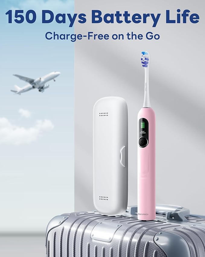 G5S Electric Toothbrush (Pink) + Ultra White Toothpaste 2 Pack 150-Day Rechargeable Toothbrush Visibly Whitens Yellow Teeth