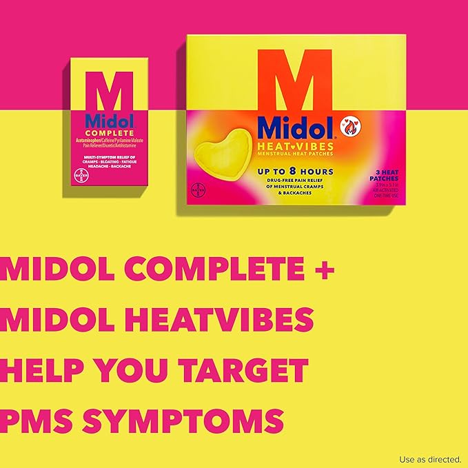 Midol Complete Menstrual Pain Relief Caplets with Acetaminophen for Period Cramps and Menstrual Symptom Relief - 40 Count (Pack of 3) (Packaging May Vary)