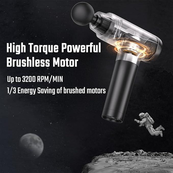 cotsoco Massage Gun with Heat Head Muscle Massage Gun Deep Tissue Back Massager for Pain Relief 20 Speeds Handheld Electric Massager Tool with Silent Brushless Motor Gym Office Home Travel Use
