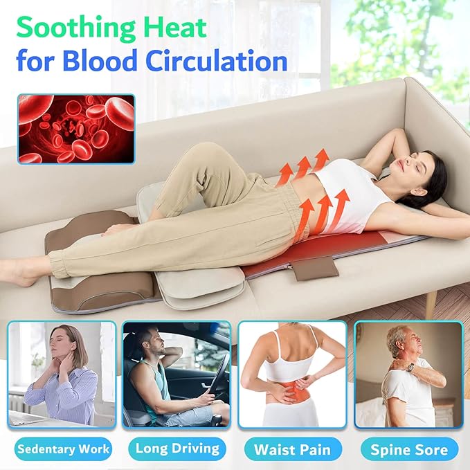 Full Body Massage Mat 3D Body Stretching &amp Lumbar Traction Back Heating Traction Up &amp Down Curve Stretch Twist Left &amp Right 4 Modes 3 Intensities 3 Heat Levels PU Leather Foldable