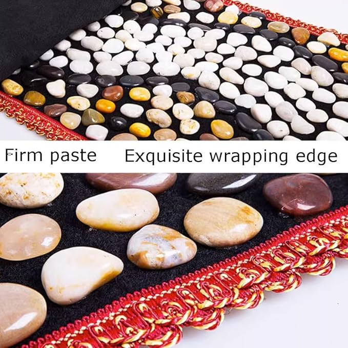 GRRICEPL Pebble Foot Massage Cushion Floor Cushion Natural Jade Stone Road Shiatsu Board Household Pedicure Walking Blanket (Color : Multi-Colored Size : 40x150cm-F)
