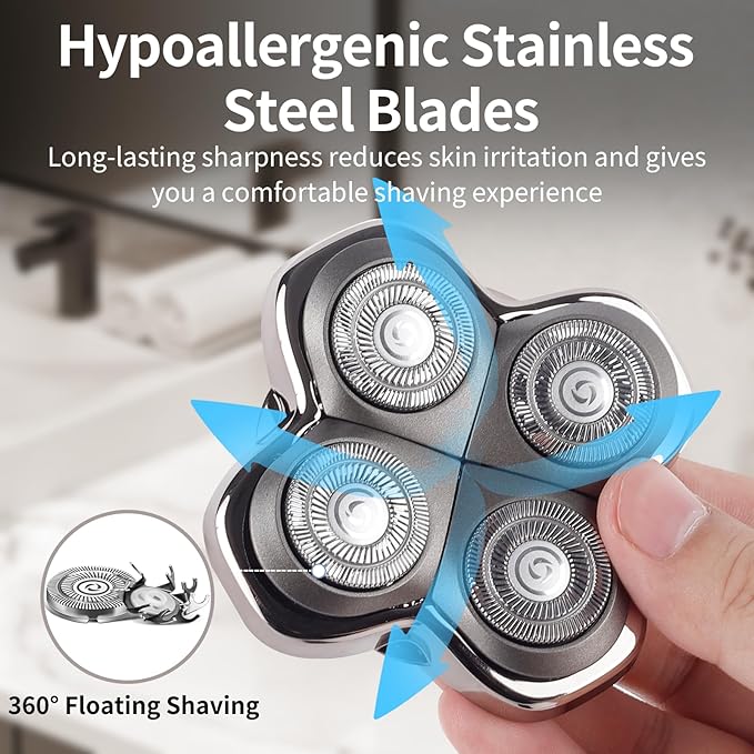 Replacement Head Compatible with Pitbulls Gold PROSilver PRO Platinum PROButterfly Kiss PRO - Hypoallergenic Stainless Steel Shaver Foil Replacement - 4D Floating Razor Blades 3 Pack