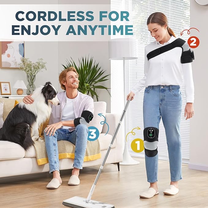 2-Pack Cordless Heated Knee Massager Knee Heating Pad for Pain Relief Heated Knee Wrap 6 Heat Levels 3 Vibration Modes &amp Timer Adjustable Heaing Pad Wrap for Knee Shoulder