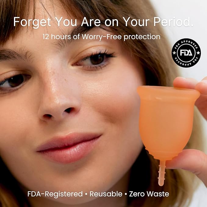 Lena Sensitive Menstrual Cup - Size Large - Ultra-Soft Reusable Silicone Period Cup for Sensitive Anatomy 12-Hour Comfort Gentle &amp Leak-Free Protection (LENA-COR-L)