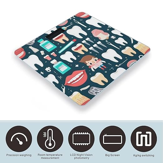 Men's Fashion Automatic Switch Digital Bathroom Weighing Scale Smart Scale Teeth Dental Seamless Pattern