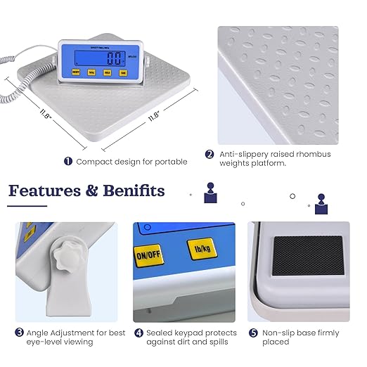 Medical Scale - Heavy Duty 660 lb High Capacity Wrestling Scale for Body Weight with Easy to Read LCD Display Physician Scale Professional Medical Grade Scale for Doctor Home Gym Office