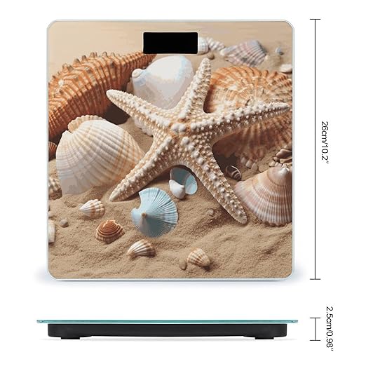 Seashells Starfish Bathroom ScaleHighly Accurate Digital Weighing Machine for People Bright LED Display Weight Scale for The Aldult Home Use