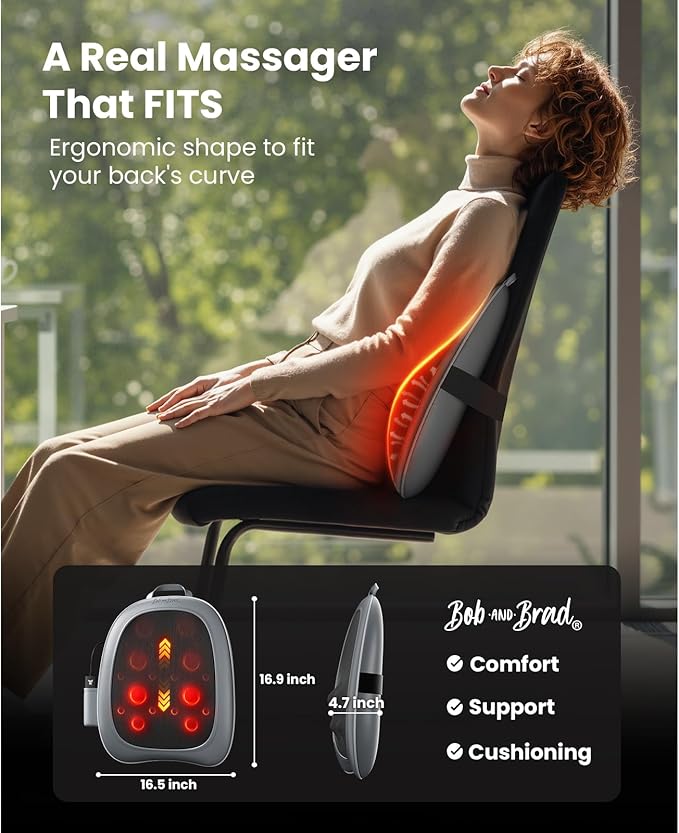 BOB AND BRAD Back Massager for Pain Relief Deep Tissue FSA EZBack Pro Corded 4D Kneading Shiatsu Back Massager with Heat HSA Eligible Up and Down Rolling Massage at Office Home Gift for Man
