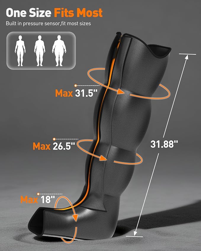 DEKEMASTER Air Compression Leg Massager for Circulation and Pain Relief Professional Full Leg Compression Boots for Massage Therapy with Adjustable 9 Intensities Recovery Boots for Women Men