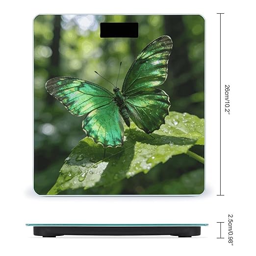 Butterfly-Green Weight ScaleClear LED Display Bathroom Digital Weighing ScaleTempered Glass Digital Bathroom Scale for Body Weight Capacity Up to 400 Lbs