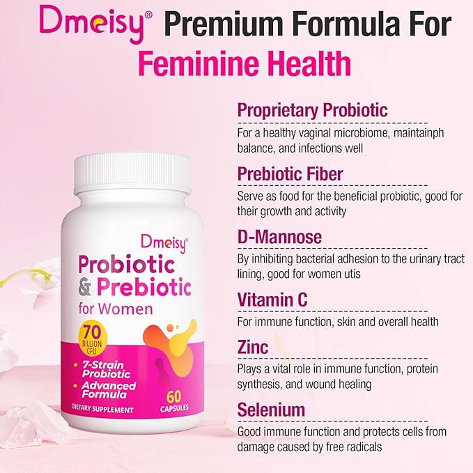 Vaginal Probiotics 70 Billion CFU Probiotics for Women 13-in-1 Womens Probiotic &amp Organic Prebiotics for Vaginal Urinary pH Balance Immune Gut &amp Digestive Bloating Health - 4 Months Sup