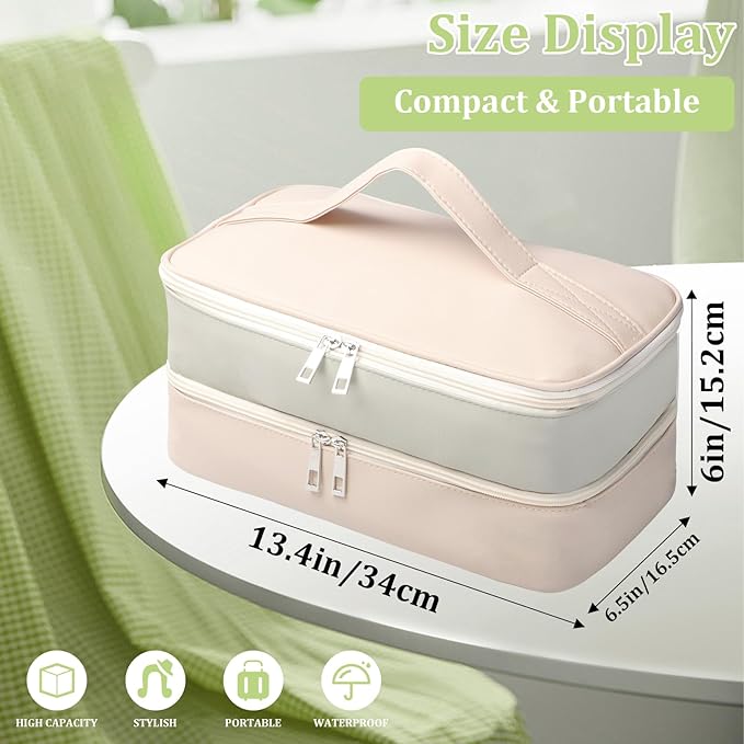 Travel Carrying Case for Shark Flex Style Double Layer Storage Case for Shark SpeedStyle Hair Dryer Attachments Waterproof PU Leather Organizer Bag for Shark Airwrap Styler (Gray&ampWhite)