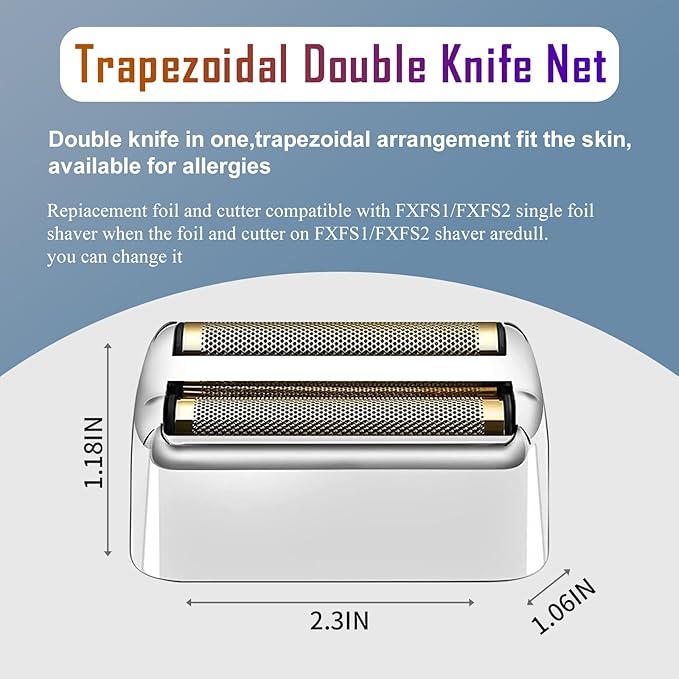 2 Pack Shaver Replacement Foil and Cutters compatible with BaBylissPRO Double FXFS2 Metal shaver foil replacement (Sliver-2PCS)