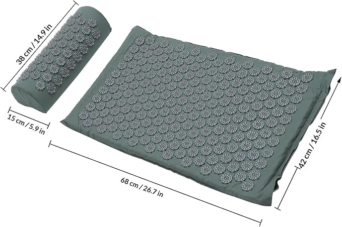 CLISPEED Shiatsu Massage Mat and Pillow Set 2pcs Acupressure Relief Cushions with Carrying Bag for Back and Neck Therapy at Home Or Office