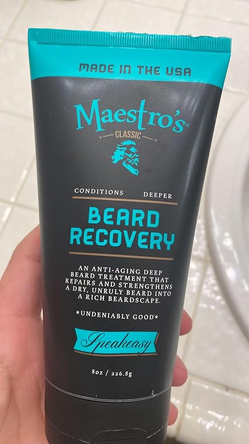 Maestro's Classic Beard Recovery Tube – Mark of a Man Blend | Beard Moisturizer for All Hair Types | Hydrating Soothing &amp Softening Beard Conditioner for Men 8 Ounce