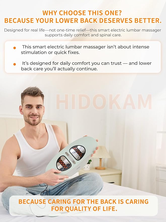 Smart Lower Back Massager with Soothing Warm Therapy &amp Air Traction – Spinal Decompression Device for Sciatica Relief Lumbar Pressure &amp Stiffness - Ideal Gift for Parents &amp Loved Ones