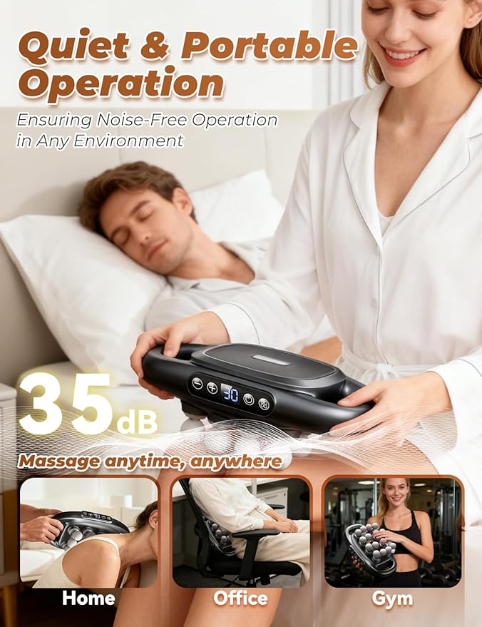 Veloreva Massager - 16 Head Massage Gun Deep Tissue for Pain Relief Pro Massager with 3 Modes &amp 30 Levels Back Massagers for Back Shoulders Legs Foot Body Fast Relief (White)