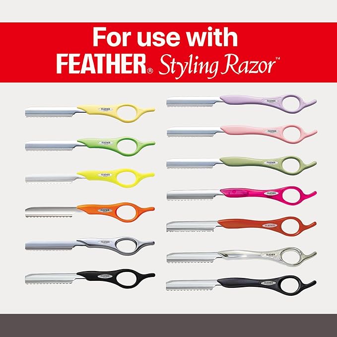 Feather Styling Razor Standard Blades - Professional Hair Cutting Blades for Styling Shaping Feathering &amp Thinning - Stainless Steel Single Edge Guarded Blade - Made in Japan - Refill Pack - 30