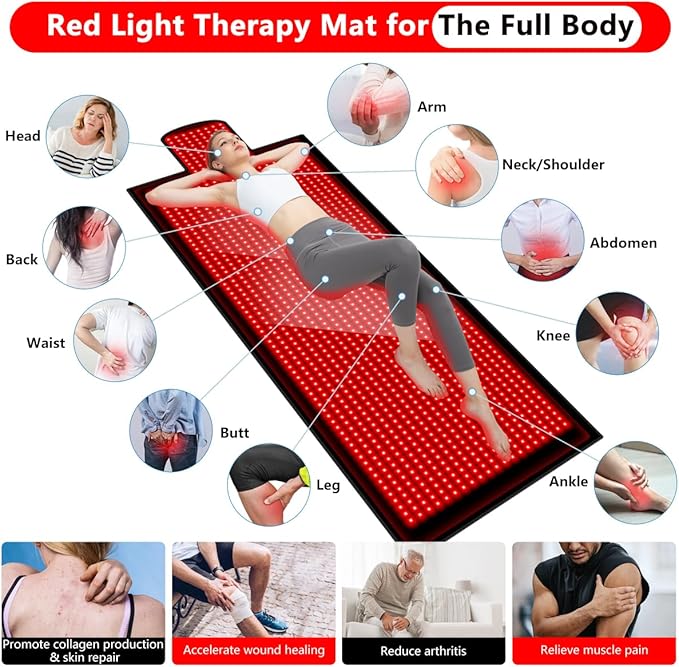 Large Red Light Mat for Full Body 84.6''X33.4'' with 1400Pcs LEDs Red Light Pad Red Light Devices at Home