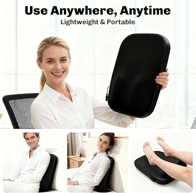 Solucky Back Massager for Pain Relief Deep Tissue Back Massager with Heat Deep Kneading Massage for Back Adjustable Intensity &amp Dual Modes Red Light Heating Therapy 12V Corded for Home &amp