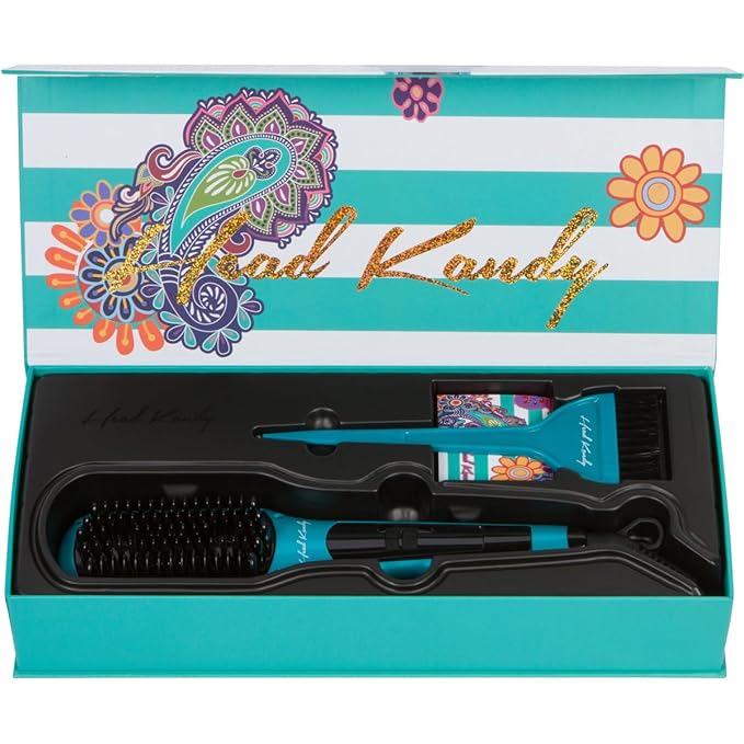 Head Kandy One Upper Hair Straightening Brush with Heat | Hot Brush with Ceramic Plating | Anti Scald Technology | Teal