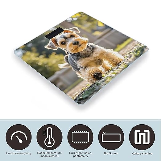 Digital Bathroom Scale for Body Weight Scale with Bright LCD Display High Accuracy Step-On Technology Auto On/Off Yorkie Puppy Digital Scales 400 Lbs /180kg