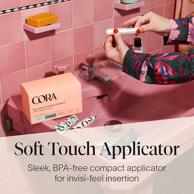 Cora Organic Feminine Care | Applicator and Non-Applicator Tampon Packs | Ultra-Absorbent Unscented Natural Non-Toxic | 180 Total | Bundle Pack