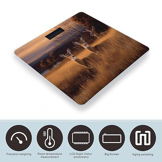 Nature Wild Animal Deers Scale for Body Weight Digital Bathroom Scale Precision Smart Weighing Scales with Clear LED Display Accurate High Precision Scales Weighing Machine