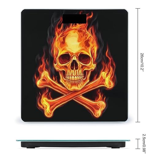 Women's Fashion Automatic Switch Digital Bathroom Weighing Scale Smart Scale Fire Flaming Skull Crossbones