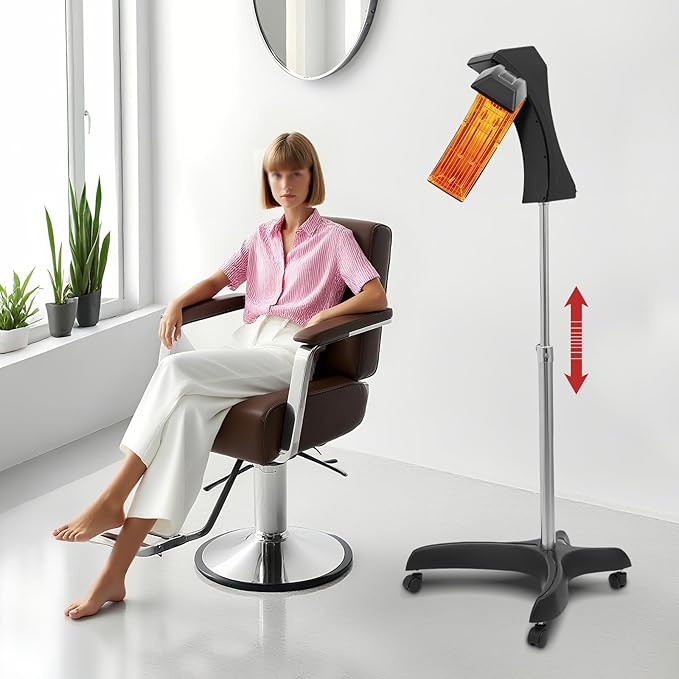 Vertical Hair Dryer wirh Wheel Professional Standing Hair Color Processor Salon Hairdressing U-Shape Heater w/TEM &amp Time Adjustment 360° Rotation Digital Display for Hair Care Styling Blow Dry