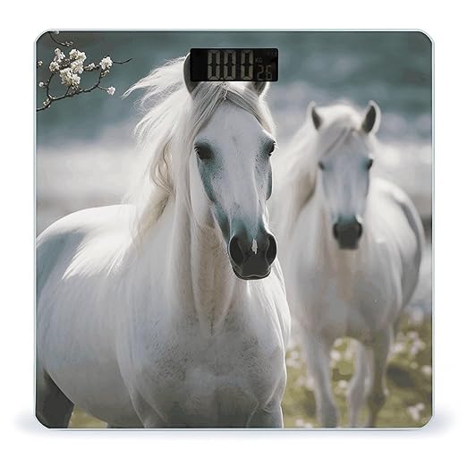 Digital Bathroom Scale for Body Weight Scale with Bright LCD Display High Accuracy Step-On Technology Auto On/Off White Horses Digital Scales 400 Lbs /180kg