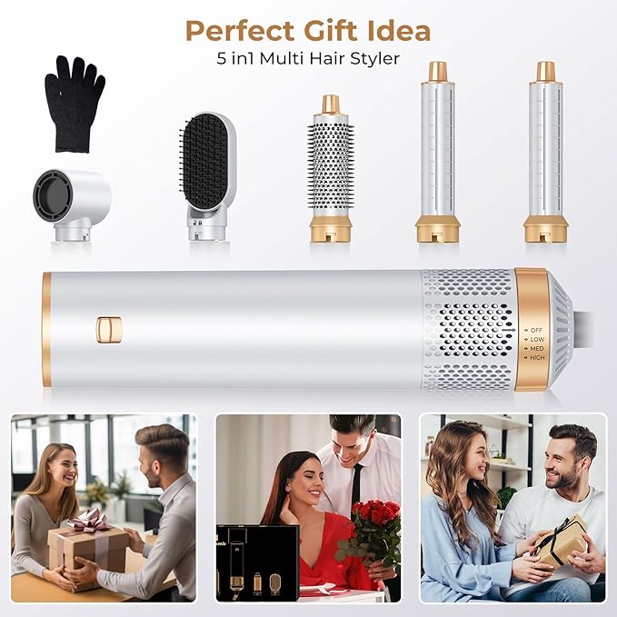 5 in 1 Hair Dryer Brush Negative Ion Blow Dryer Brush Set Upgrade Hot Air Brush Air Styler Curling Wrap Air Curler Curling Iron Hair Styling Tools As A Gift for Straight/Curl/Drying/Smoothing