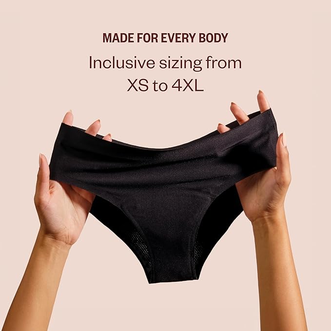 DIVA Reusable Period Underwear - Quick Dry Menstrual Underwear - Period Panties - Seamless Bikini Black