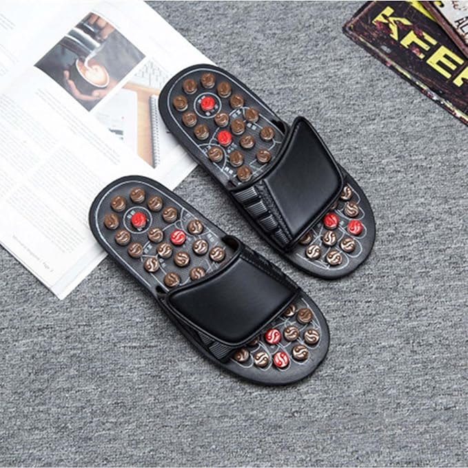 Acupressure Shoes Foot Reflexology Massage Slippers with Acupressure Points Pressure Point Massage Shoes for Feet Arch Heel Relaxation Sandals Wellness Gift for Mom Dad Parents (M)