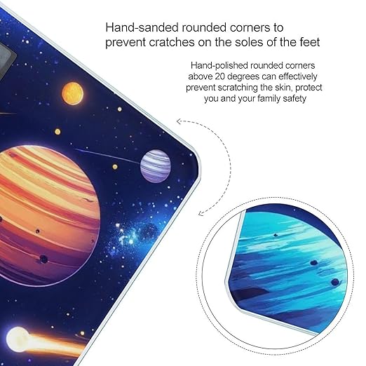 Women's Fashion Automatic Switch Digital Bathroom Weighing Scale Smart Scale Cosmic Universe Stars Planets Blue Galaxy Art