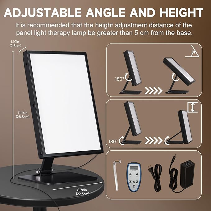 Light Therapy Lamp UV-Free Happy Lamp 10000 Lux Desk Sun Lamp with Timing Mode &amp 6 Brightness &amp 3 Colors for Bedroom/Reading/Studying Black