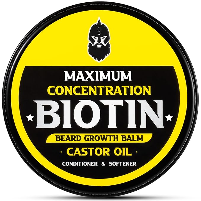 Beard Balm Maximum Concentration BIOTIN with Castor Oil and Argan &amp Jojoba Oils Promotes Beard Growth Styles Strengthens &amp Softens Beards &amp Mustaches 2 OunceSandalwood