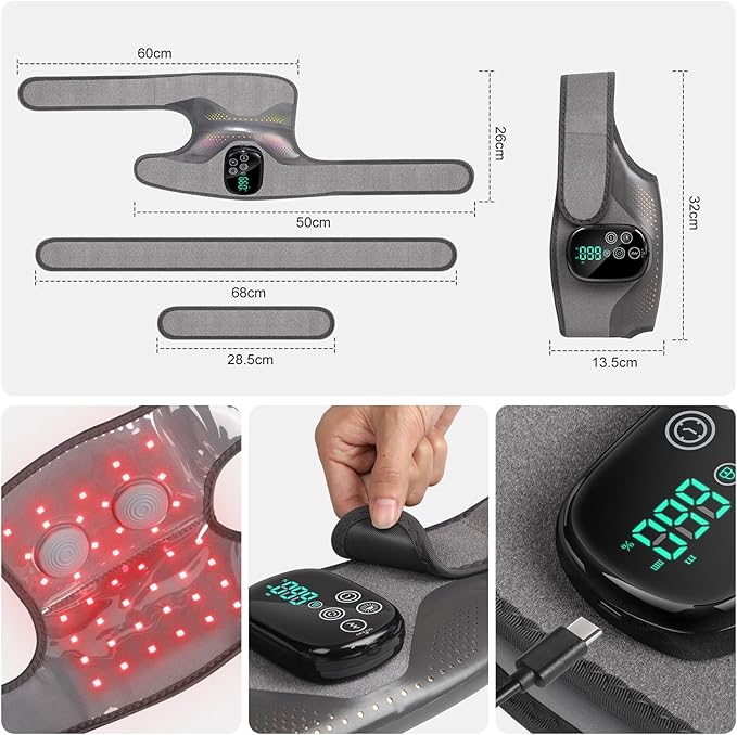 GALAX PRO Knee Electric Massager with Heat Cordless Heated Knee Massage for Pain Relief with 3 Heating Levels 6 Vibration Modes LED Screen &amp Adjustable Strap