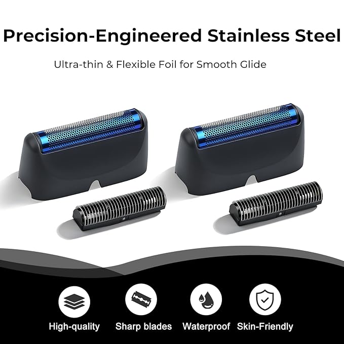 2-Pack Shaver Replacement Foil and Cutter Compatible with BaBylissPRO UV-Disinfecting Single Replacment Foil (Black)