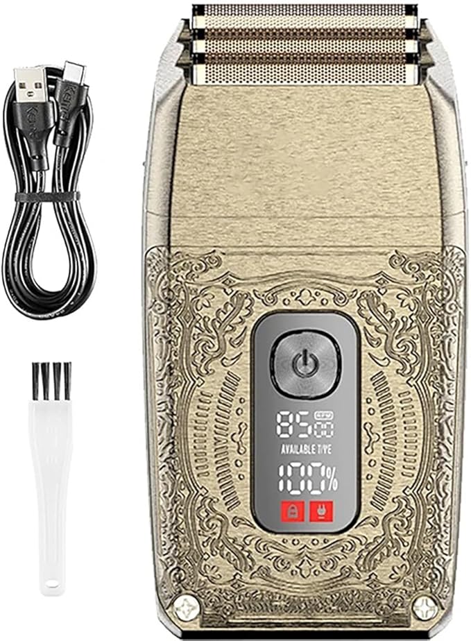 Men's Shaver Compound Three Knife Net Shaver Digital Display Electric Shaver Head Oil Head Gradient Shaver USB Charging