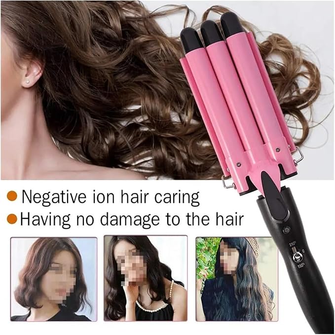 Professional Ionic Deep Waver Curling IronScald Hair Crimper for Effortless Waves(1US)