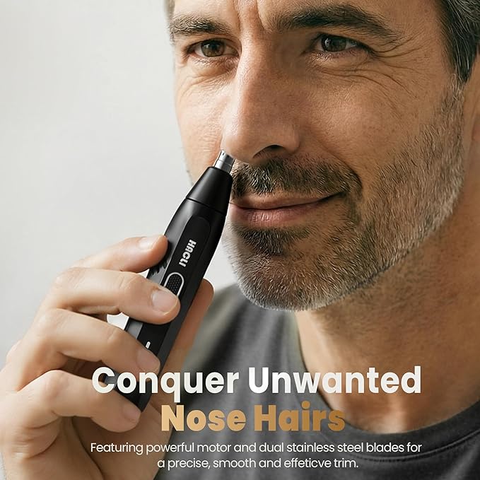Nose Hair Trimmer for Men Women - HACLI Electric Painless Nose Hair Clipper 8000RPM Powerful Motor IPX7 Waterproof Safe &amp Quiet Replaceable Head Travel Lock USB-C Rechargeable