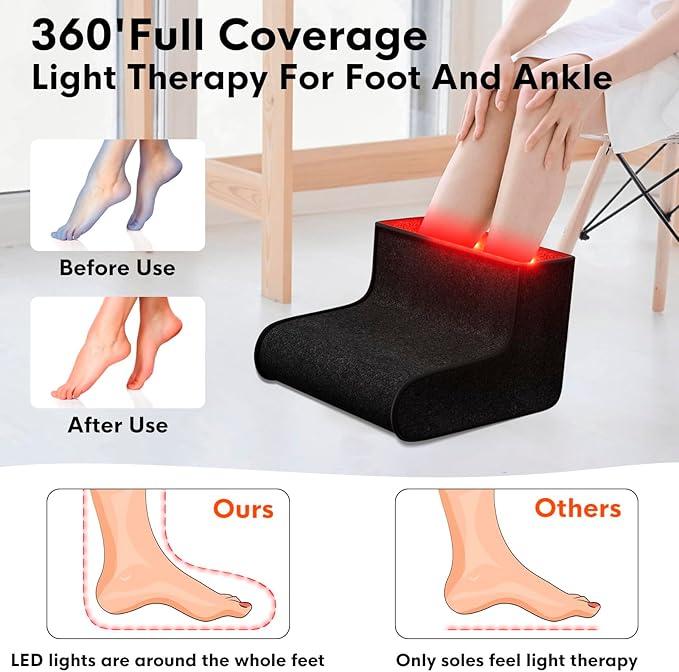 Red Light Therapy for Feet Dual Wavelength 320 Ledfor Achilles Tendonitis &amp Plantar Fasciitis Double Side Light Redlight Product for Feet &amp Ankle PainAdjustable Power and Time Controller