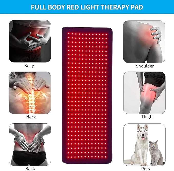 Red Light Therapy Pad 360 LEDs Large Red and Infrared Light Therapy Pad Blanket with 660nm 850nm Near Infrared55W Light Wrap for Full Body Waist Shoulder Muscle