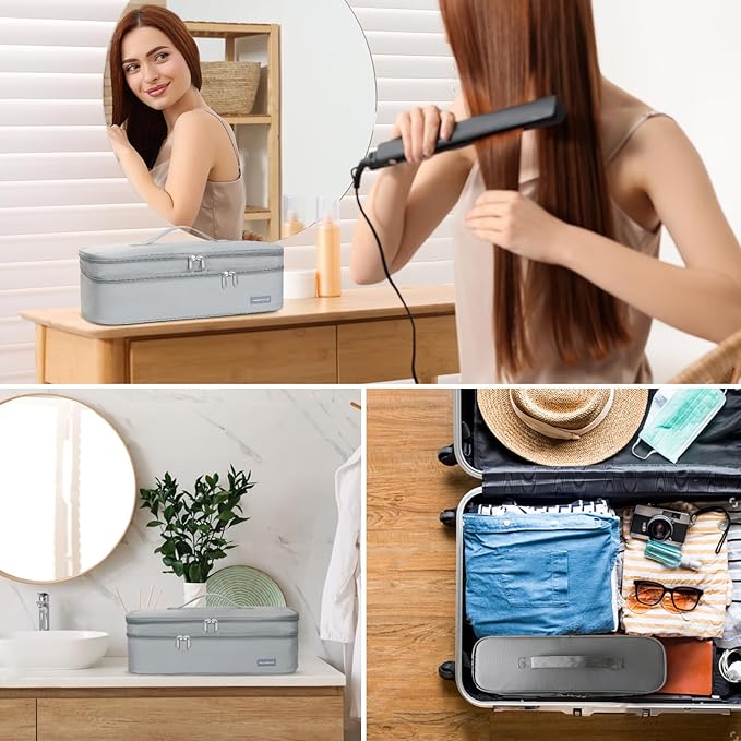 Double-Layer Travel Storage Bag Compatible with Hair Dryer and Attachments Portable Carrying Case for Hair Dryer Brush/Volumizer/Styler/Hot Tools Scandihome Series